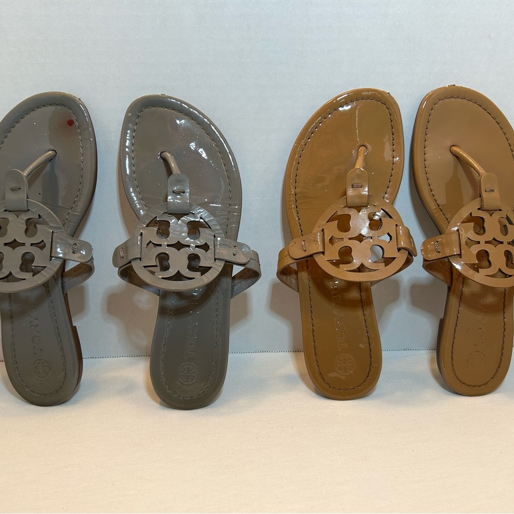 Two Pairs of Tory Burch Sandals - Gray and Tan